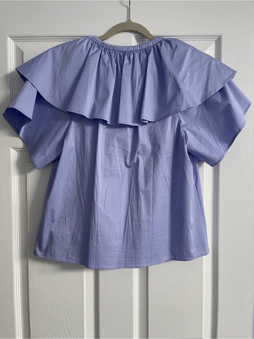 CROSBY by Mollie Burch Lavender Ruffled Short Sleeve Blouse - Picture 3 of 3